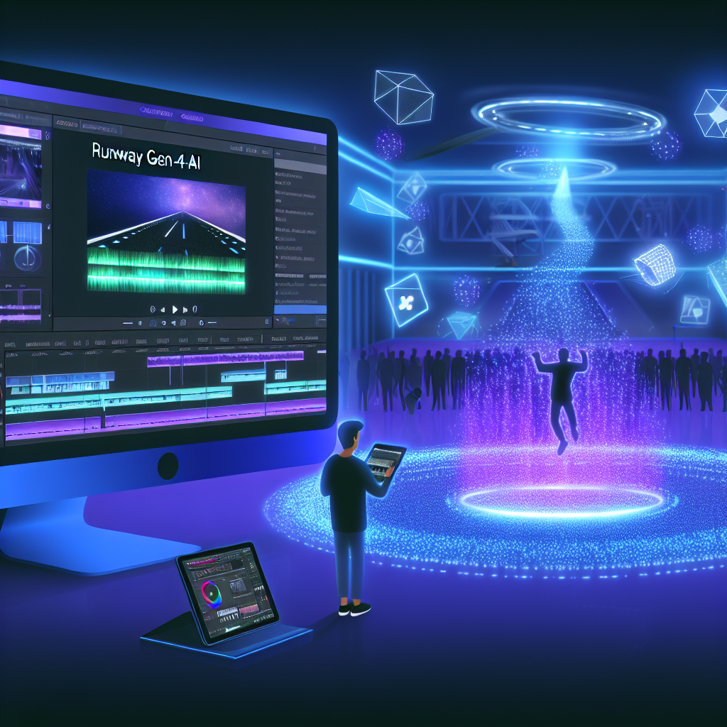 Wizualizacja generowanych przez Runway Gen-4 AI spójnych postaci w różnych ujęciach i scenach, pokazująca możliwości narzędzia w tworzeniu filmowych treści.