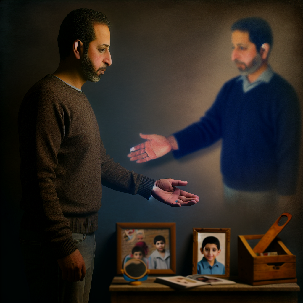 Młody mężczyzna słuchający rad swojej matki przy kuchennym stole, symbolizujący przekazywanie życiowych mądrości między pokoleniami.