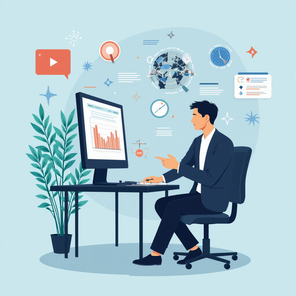 Alt-text: Wizualizacja ludzi pracujących z nowoczesnymi technologiami AI w biurze, podkreślająca zmiany na rynku pracy.