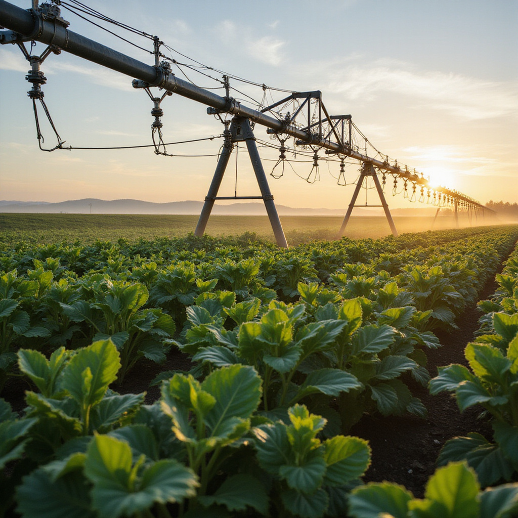 alt-text: Dron monitorujący pole uprawne z wykorzystaniem sztucznej inteligencji w rolnictwie precyzyjnym.