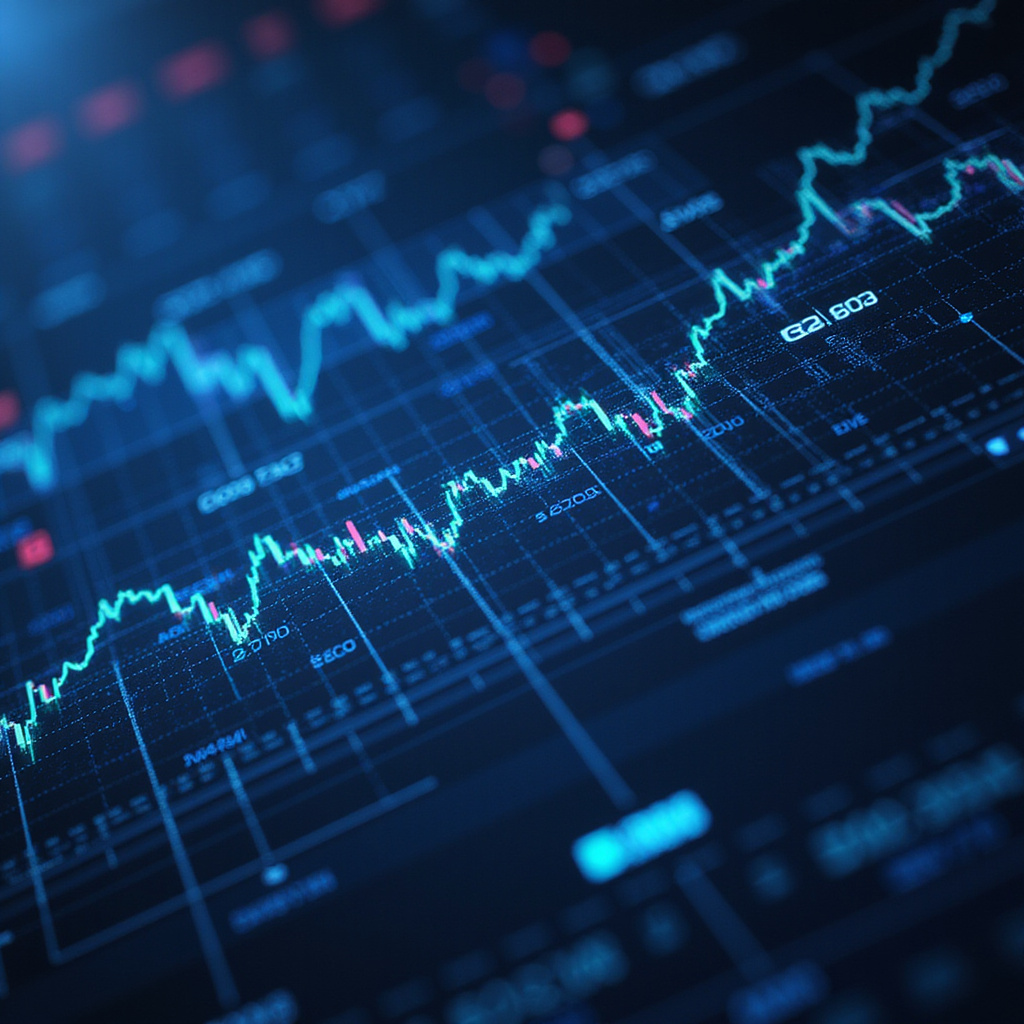 Alt-text: Wizualizacja sztucznej inteligencji analizującej dane finansowe na ekranie komputera.