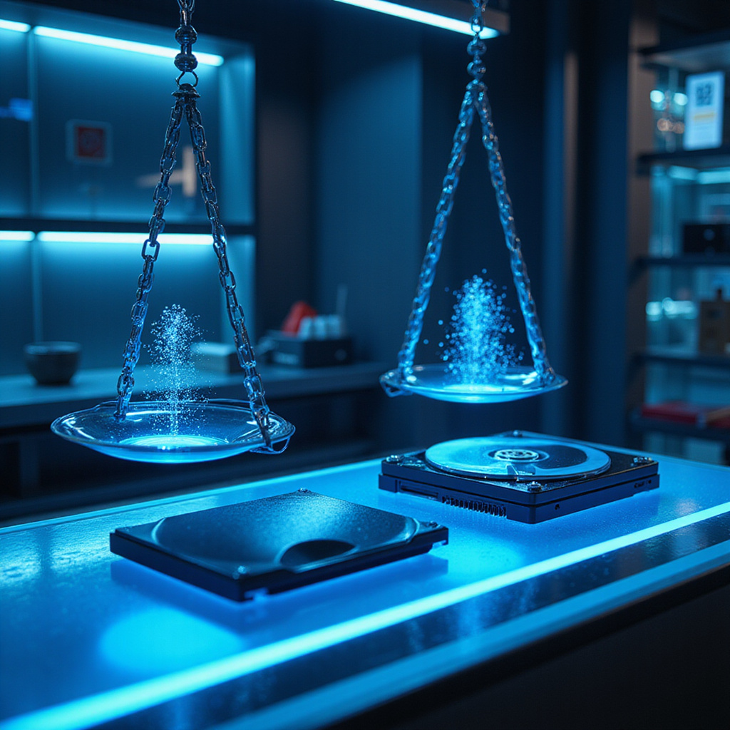 Alt-text dla grafiki: Porównanie prędkości i konstrukcji dysków SSD i HDD w przekroju technologicznym.