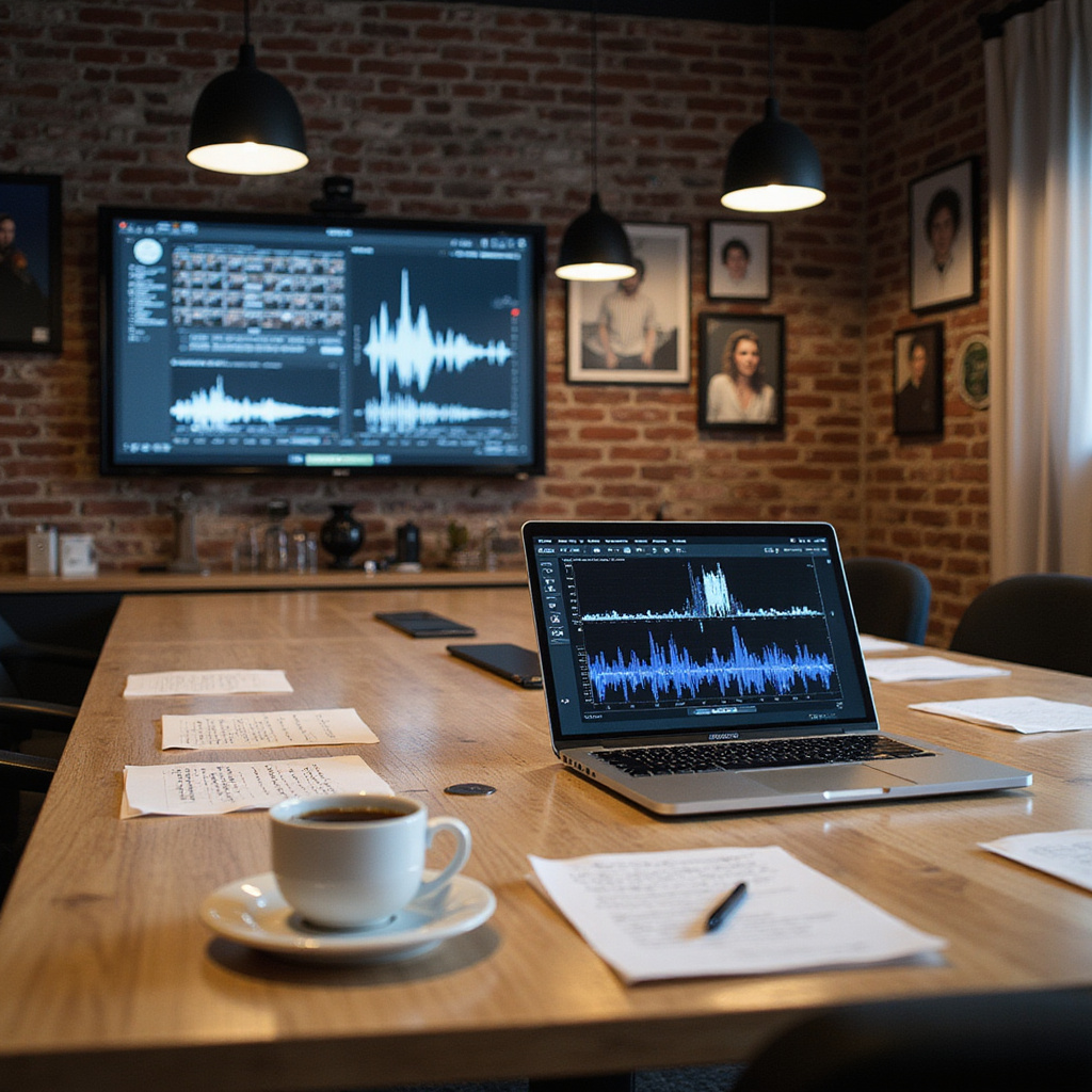 Alt-text: Logo Warner Music Group i Suno na tle wykresu wzrostu rynku muzyki AI, w tle hologramy artystów.