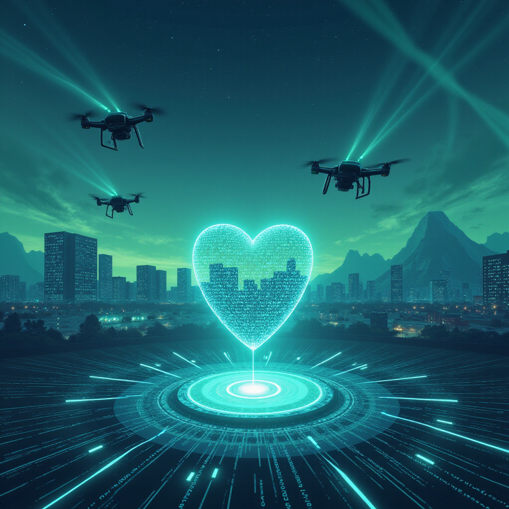 Założyciel Elloe AI prezentujący platformę podczas TechCrunch Disrupt 2025, w tle widoczne wykresy obrazujące działanie systemu weryfikacji AI ```